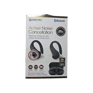 Sentry Active Noise Cancellation True Wireless Earbuds Sport Hook Style Black